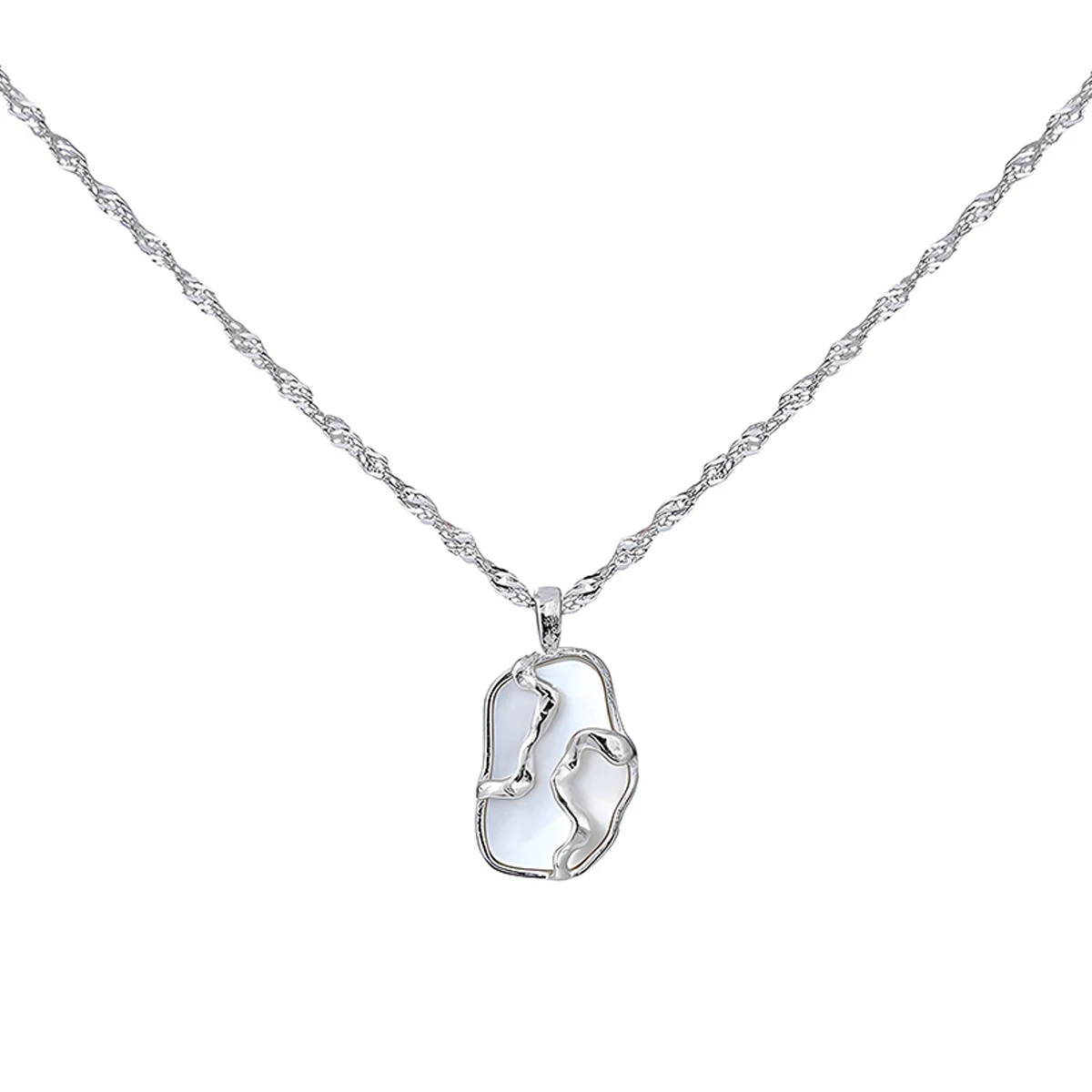 

White Mother of Pearl S925 Sterling Silver Necklace for Women, Unique Shape, Instagram-Worthy, Sophisticated, Versatile