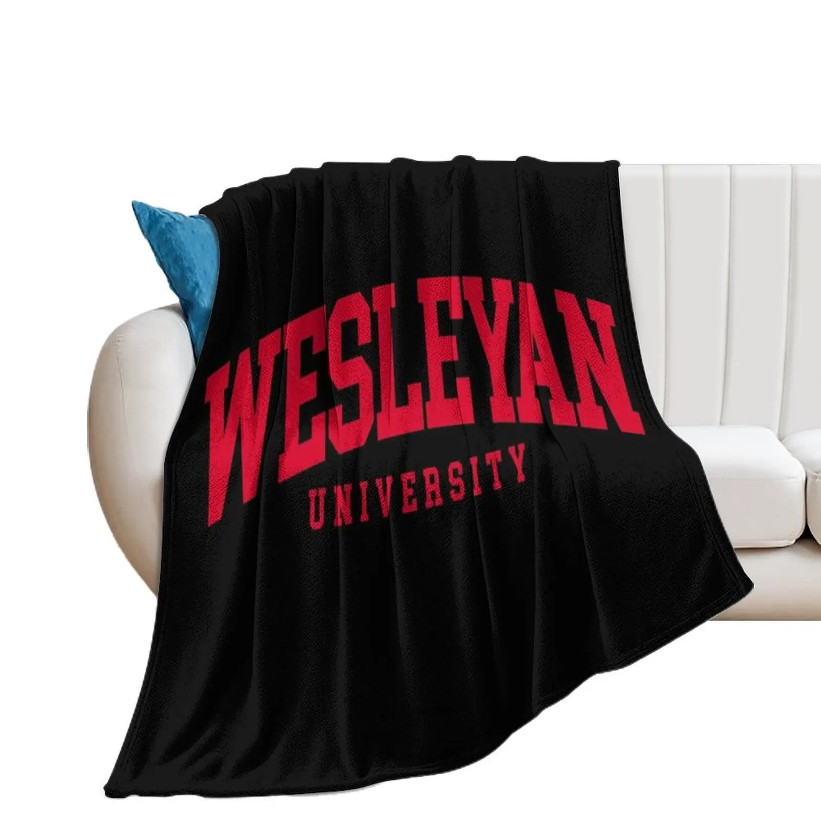 wesleyan university - college font curved Throw Blanket Decoratives Beach funny gift heavy to sleep Blankets