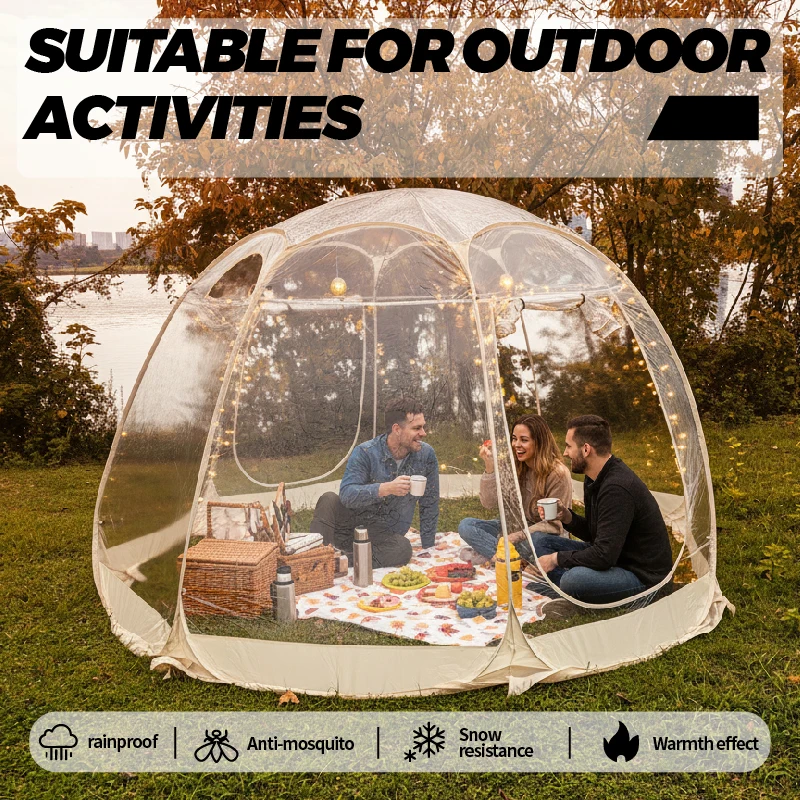 Transparent PVC Bubble Tent Pop Up Clear Dome Spacious for Backyard Beach Patio Camping Poolside Family Outdoor