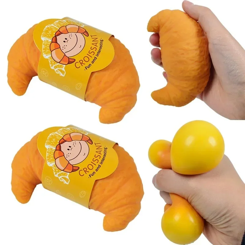 Croissant Bread Stress Toy Sensory Fidget Toy Stress Relief Fidget Toy for Kids & Adults Tricky Funny Squeeze Gifts