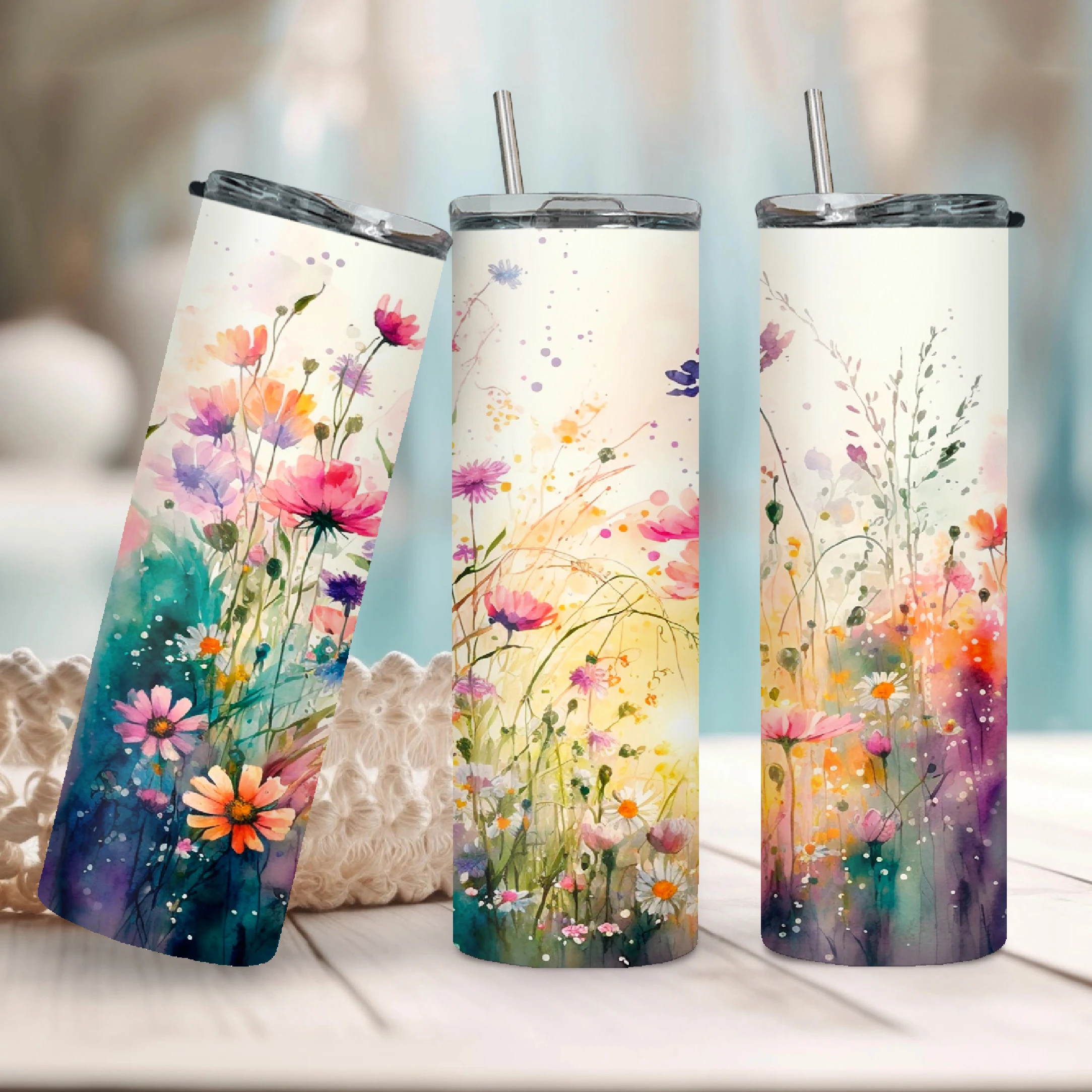 

Вакуумная изолированная кофейная чашка Field Flowers на 20 унций с крышкой и соломинкой для горячих или холодных напитков, бутылка для воды из нержавеющей стали