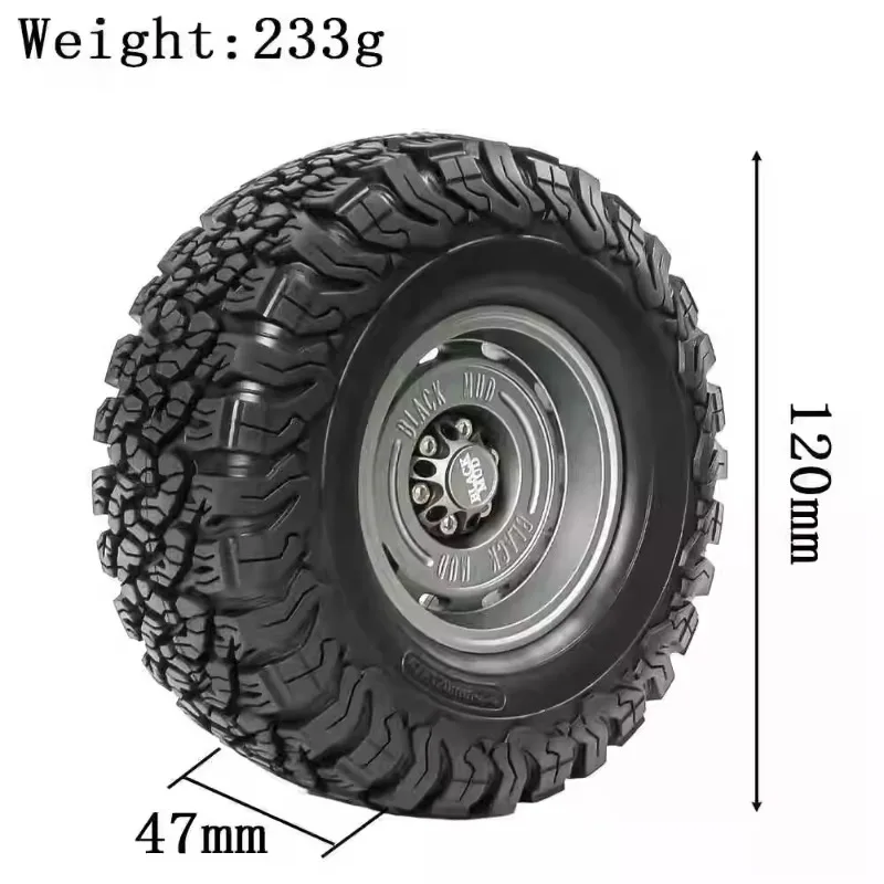 2.2-inch Black Mud Retro Wheel Hub Tire for 1/10 RC Crawler Car AXIAL SCX10 II  90046 Traxxas TRX4 Defender Bronco Accessories