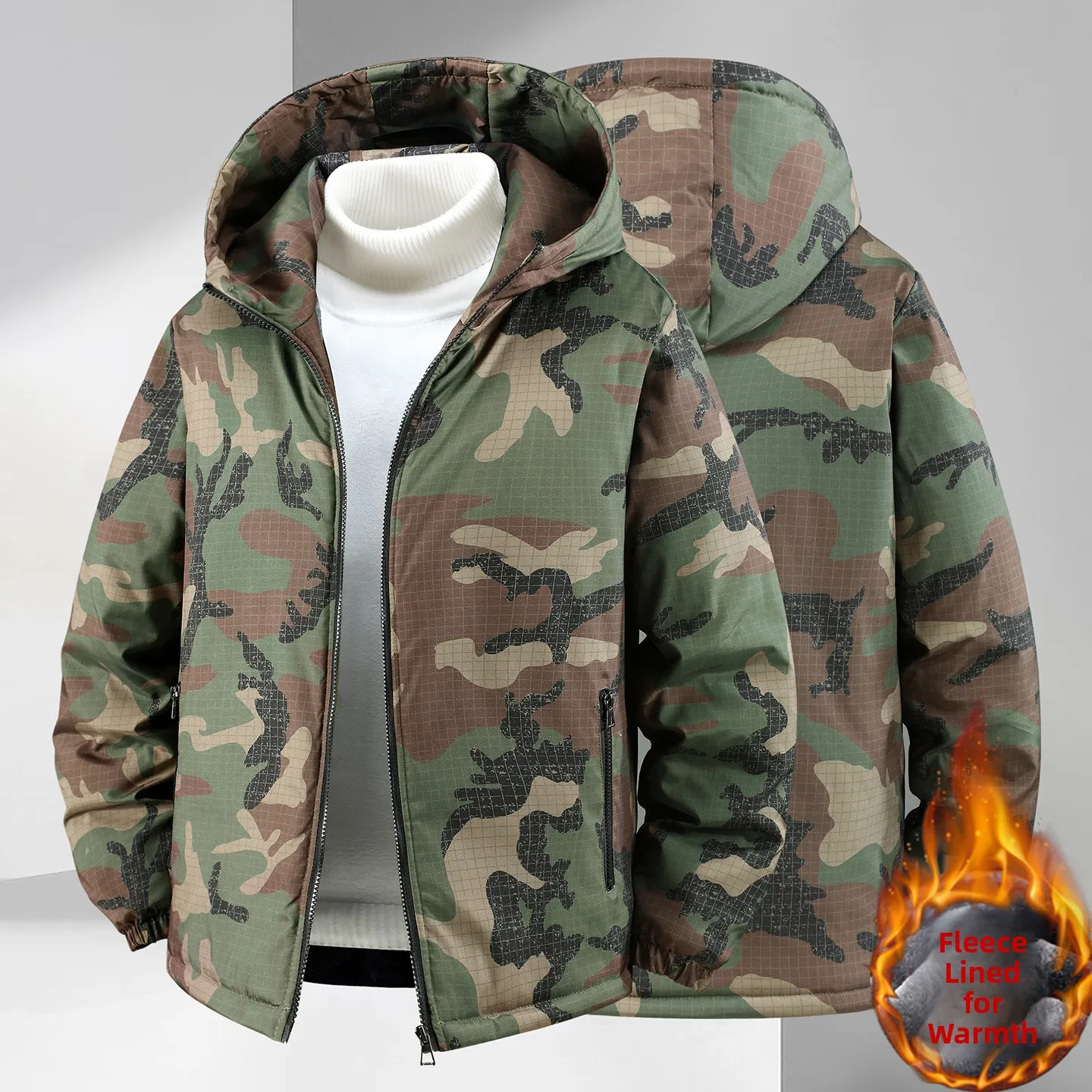 

Новая мужская камуфляжная куртка 2025 года с капюшоном, утепленная, на флисовой подкладке, теплая, модная, в стиле милитари, для путешествий, хлопковая, молодежная, стильная.
