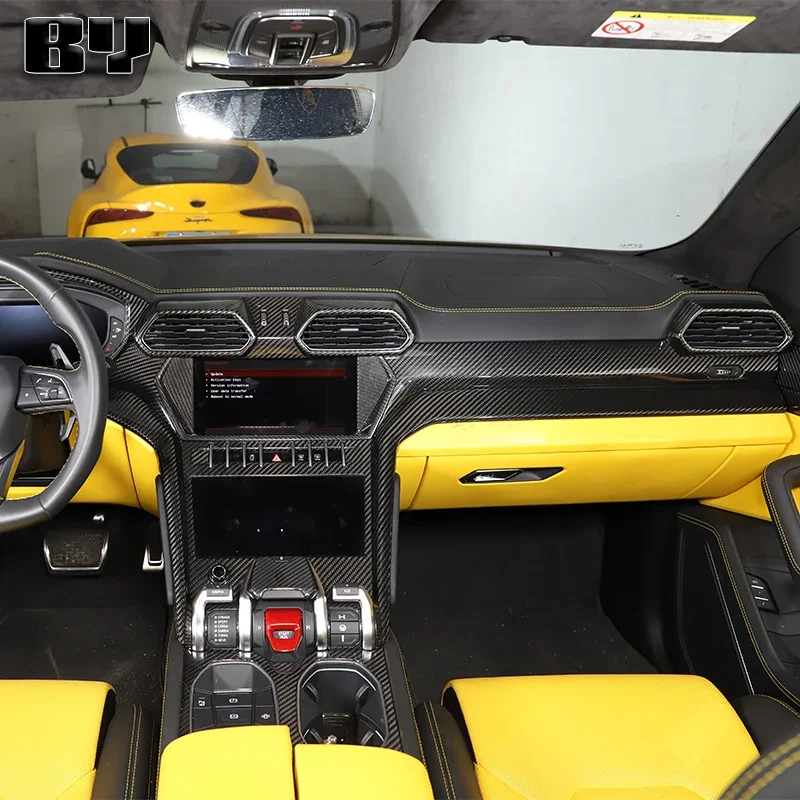 Car Air Outlet Center Console Gear Shift Panel Cover Real Carbon Fiber Trim For Lamborghini URUS 2018-2025 Auto Accessories