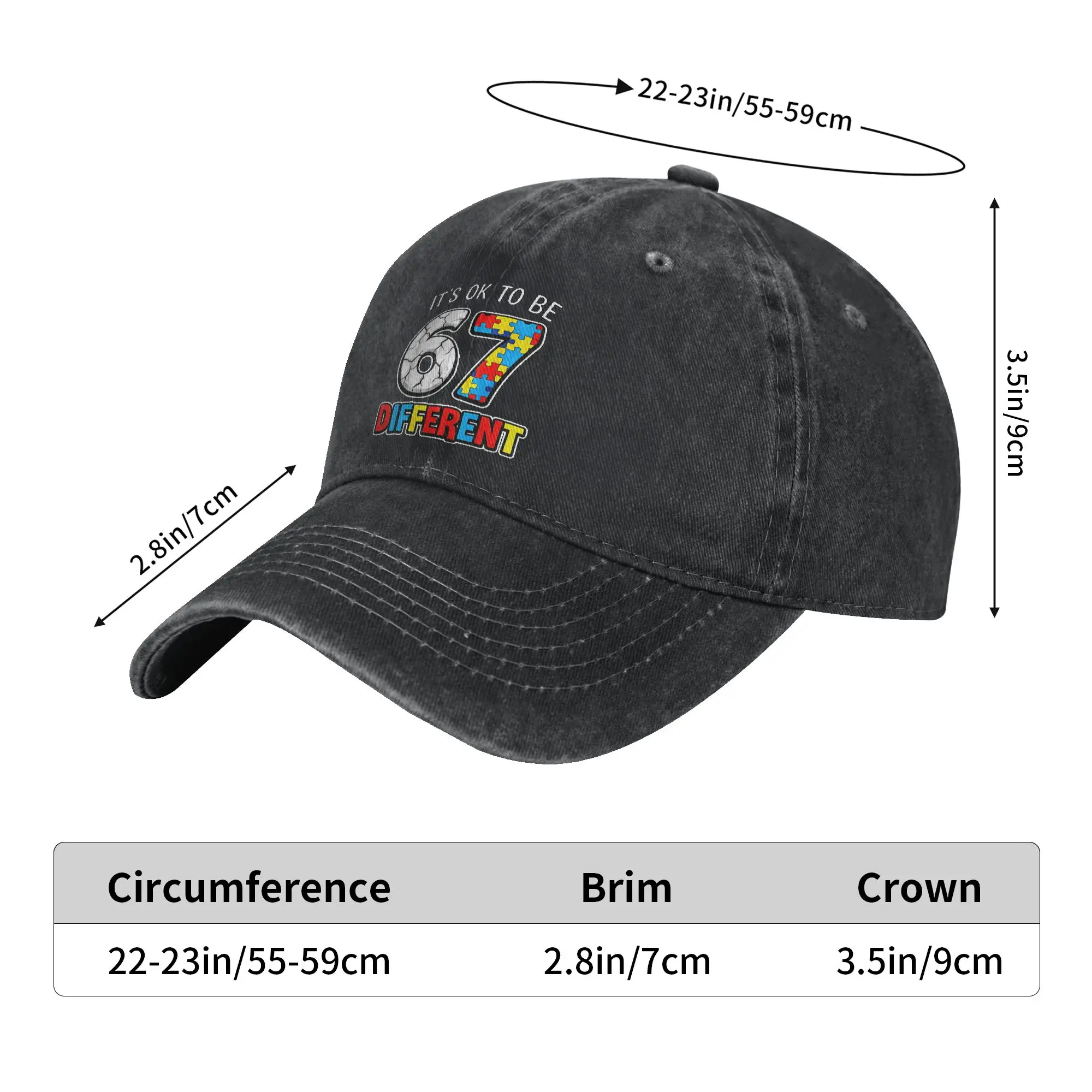 Baseball Cap Six Seven Autism Awareness 67 Meme Summer Casual Trucker Hat  Unisex-Teens Design Kpop Rock Sun-Proof Baseball Caps