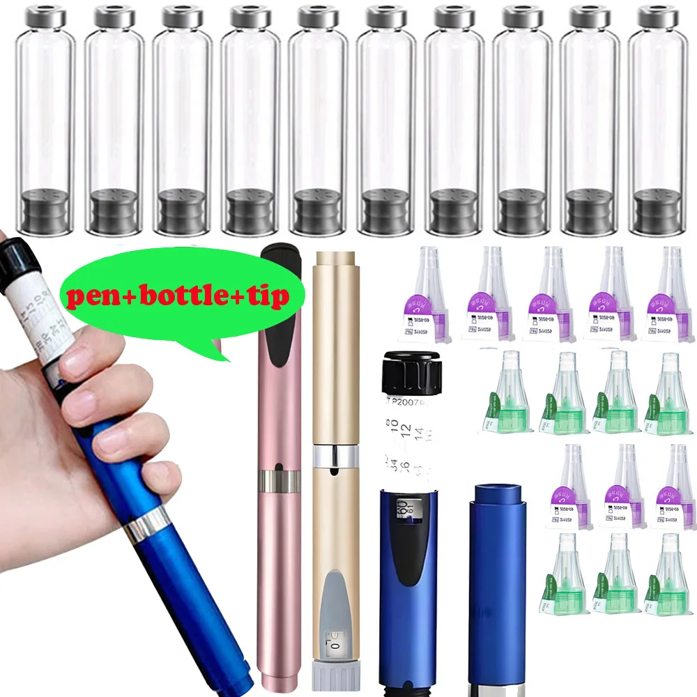 50pcs 3ml Empty Insulin Cassette Bottle Insulin Magic Pen Cartridge 50pcs 4/6/8mm Needle Tip for Lilly Insulin Injection Pen