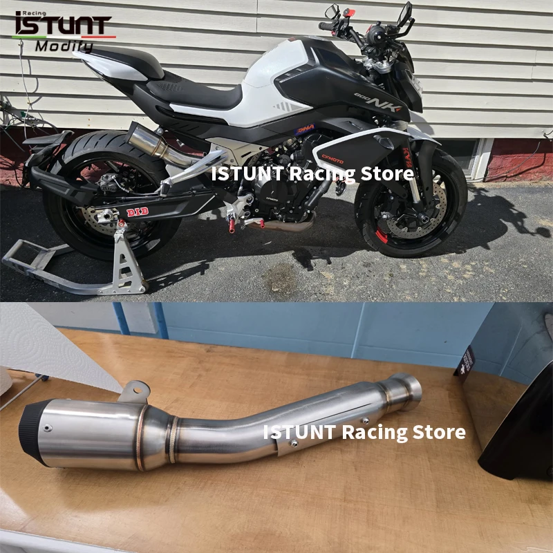 Slip On For CFMOTO NK800 NK 800 2023 2024 2025 Motorcycle Exhaust Systems Mid Link Pipe Escape Moto End Tube Muffler