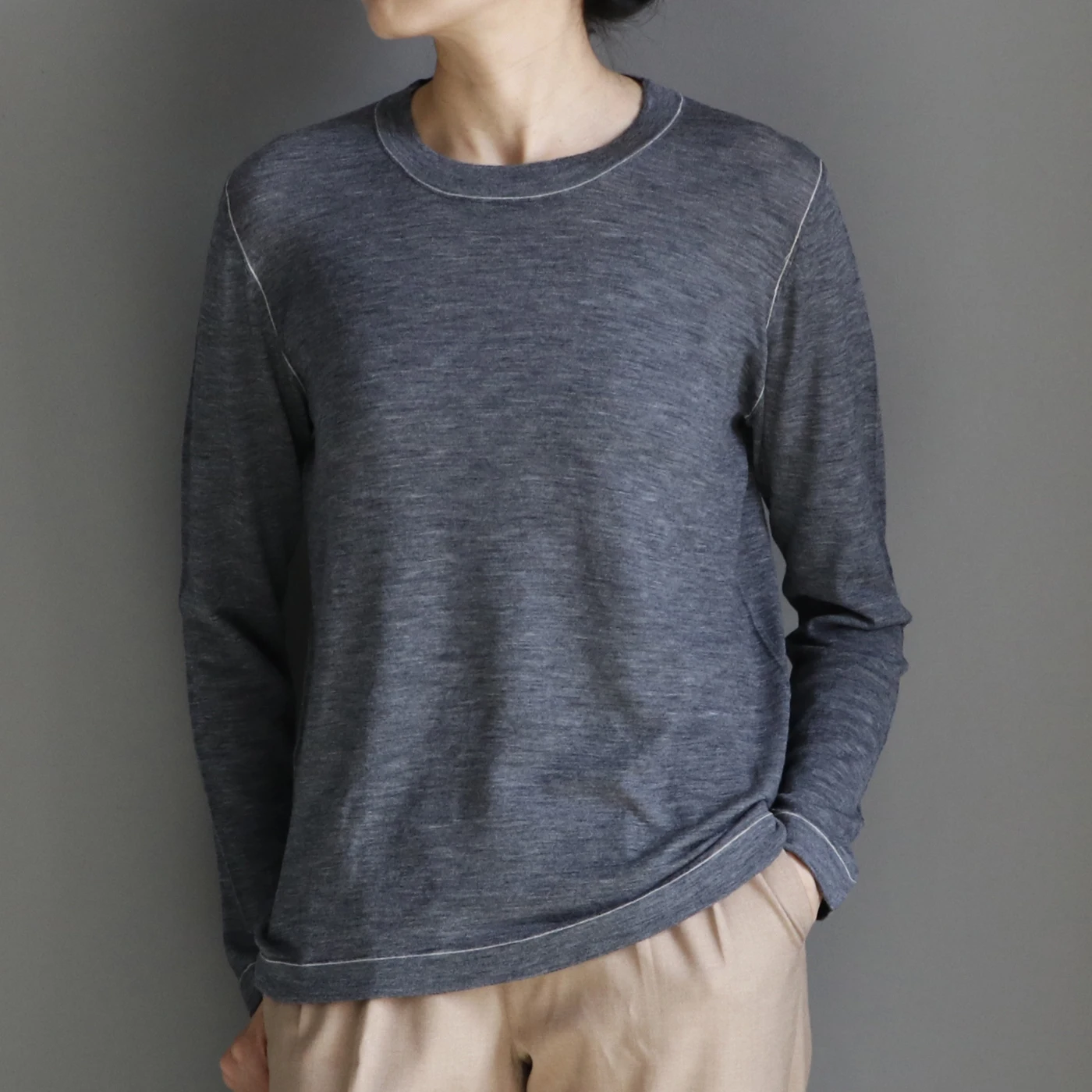 

Ultra-Thin Ring Velvet Long Sleeve Woolen Knitted T-Shirt GAEDY 100 Wool Sunscreen Air-Conditioned Room Women's Fashion