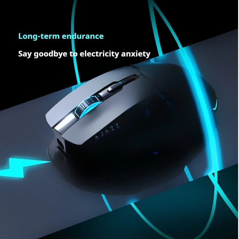 Ajazz Mouse Game nirkabel Bluetooth 7200dpi, Mouse kantor olahraga Notebook e-sport dengan lampu latar kabel Esports Desktop Mac