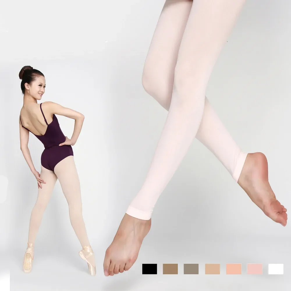 Adult Soft Elastic Collant Women Ballet Footless Daily Tights W Waistband Cotton Gusset Dance Tap Modern Socks