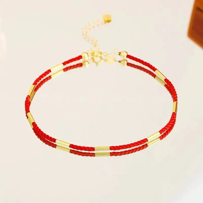 

18K Gold Festival Rising Red Rope Bracelet Primordial Year AU750 Red Rope Girl Gives Girlfriend Festival Gifts Boutique Jewelr