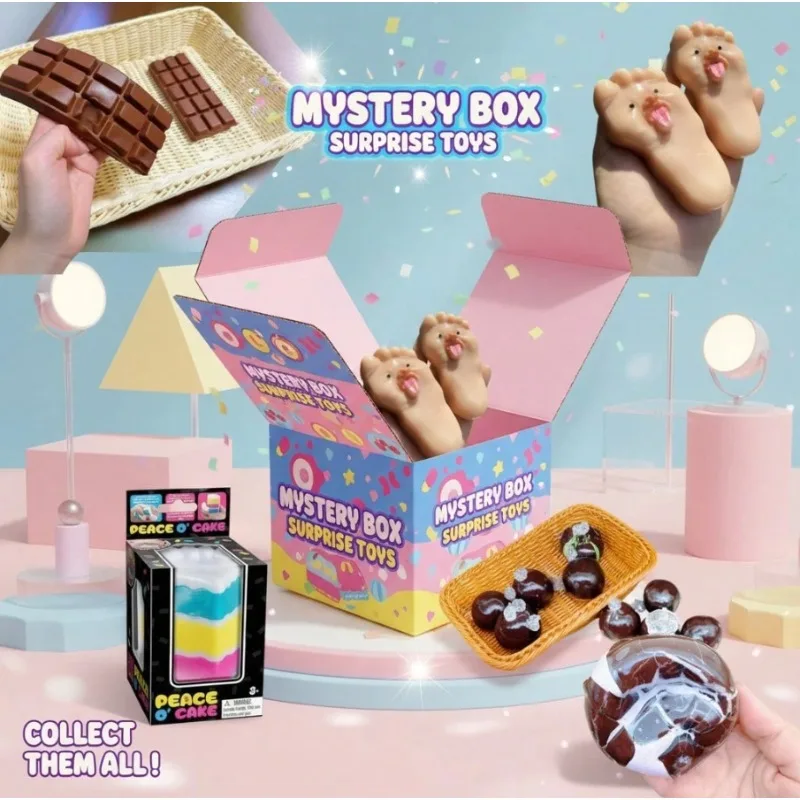

Cute Squishy Blind Box Bundle – 3 Independent Random Draws Per Order, Dessert Theme Mystery Collectible Toys