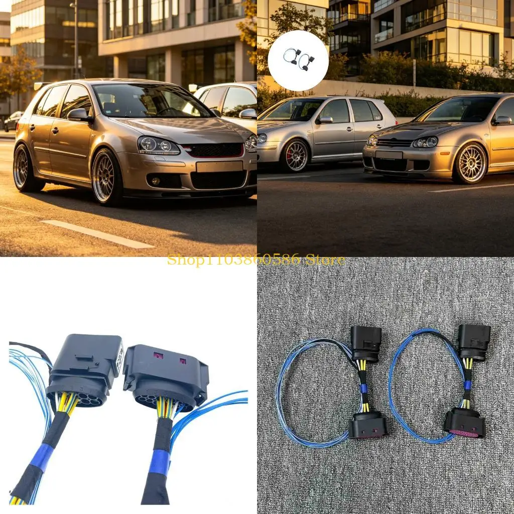 242A 2pcs Easy Install Plug And Play Professional Xenon Light Connector Cable Wiring Harness Adapter For MK5 Golf MK4 Models
