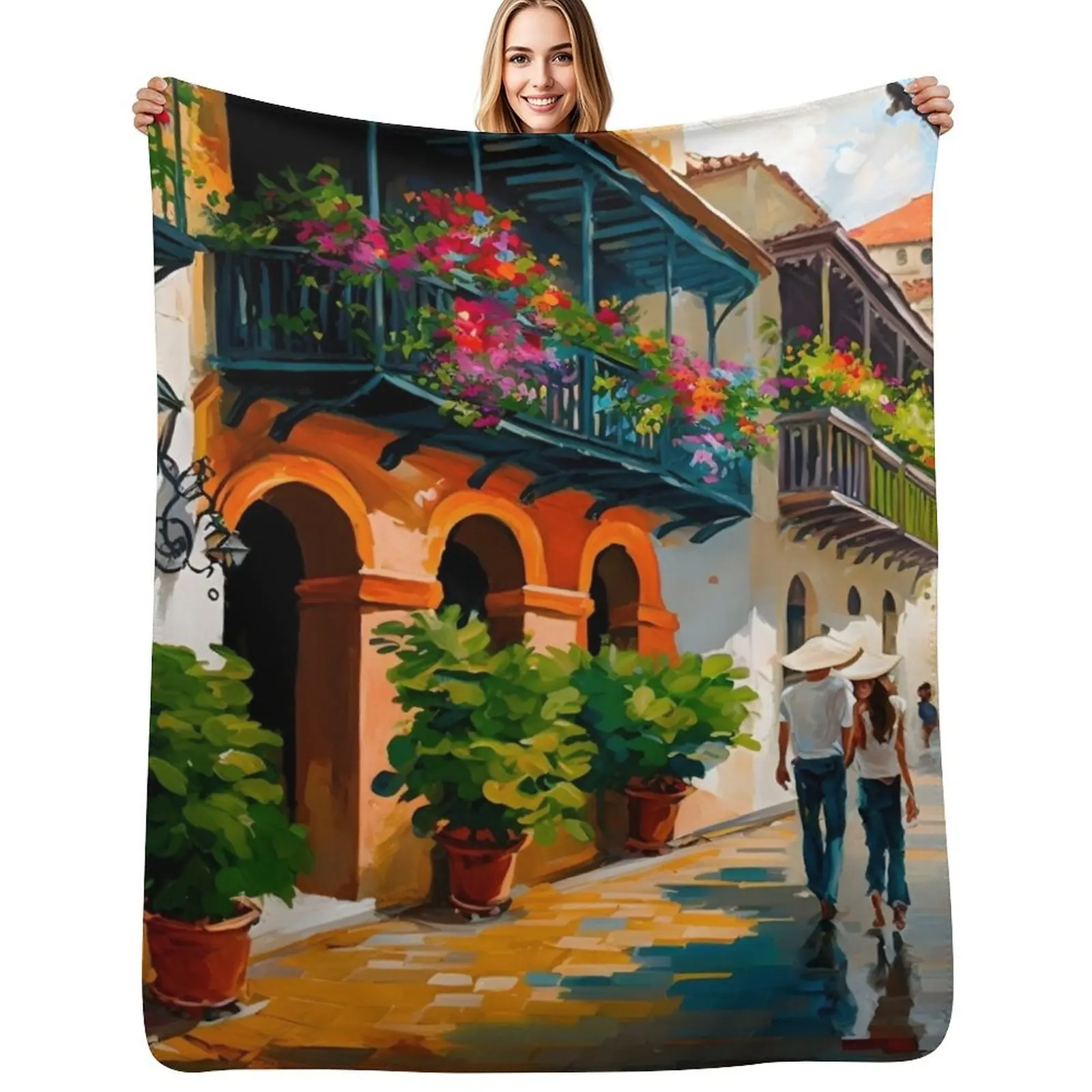 

Walk in Colombia Throw Blanket Travel funny gift Soft Plaid Tourist Blankets