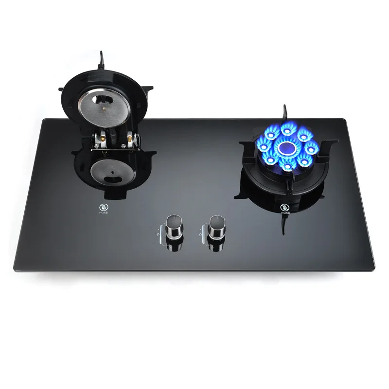 

Flip Top Gas Cooker LPG Smart Gas Cooktops Glass Top Battery 2 Burner Gas Stove For Kitchen