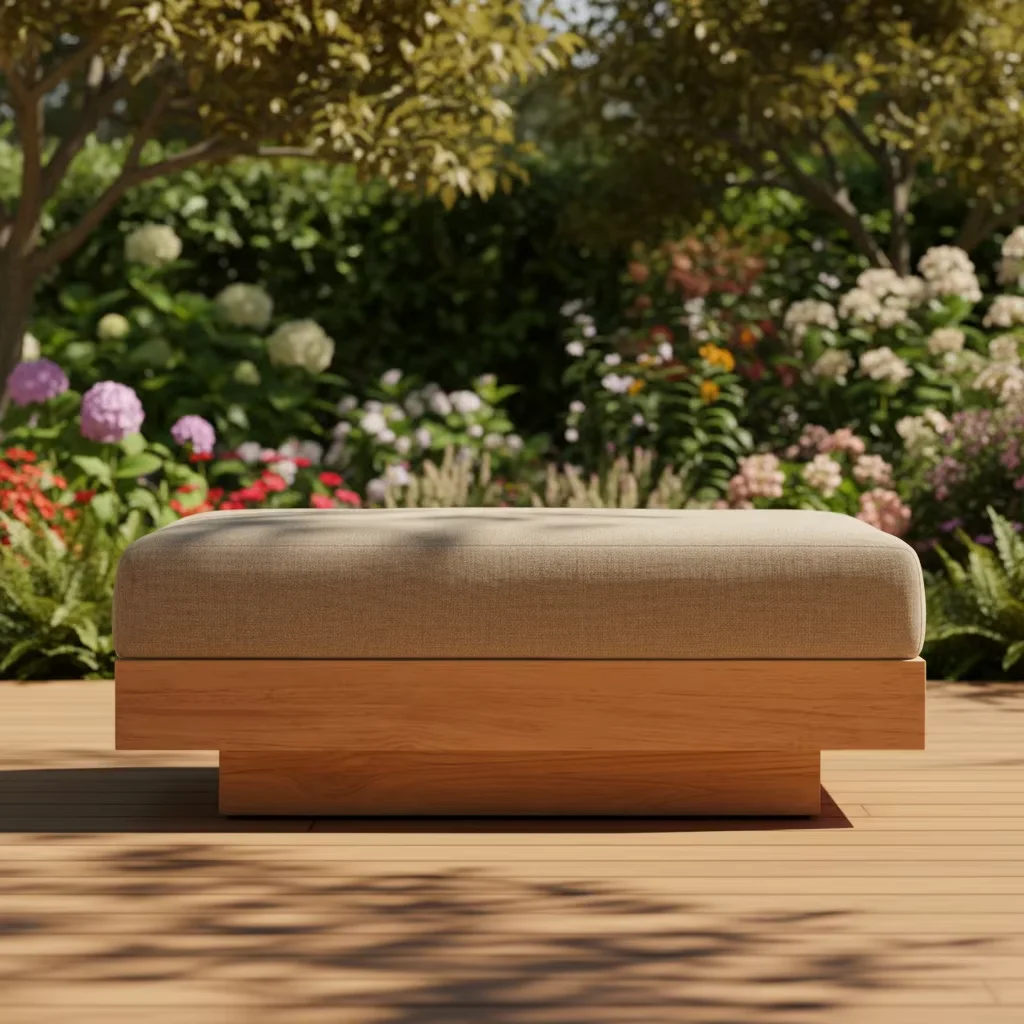 # Leisure Outdoor Furniture Garden Solid Wood Teak Footstool Modern Ottoman