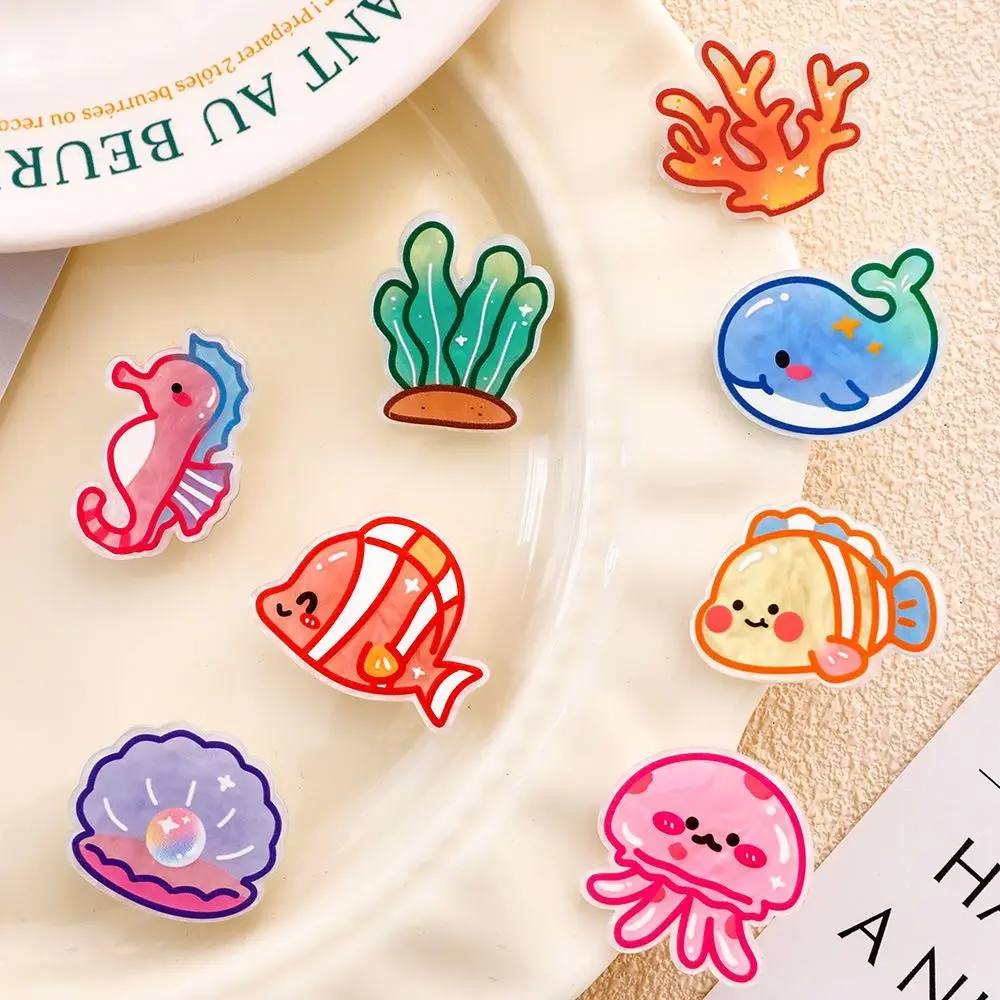 Creative Conch Ocean Fish Hairpin Seaweed Coral Jellyfish Hair Clips Acrylic Korean Style Animal Duckbill Clip Daily