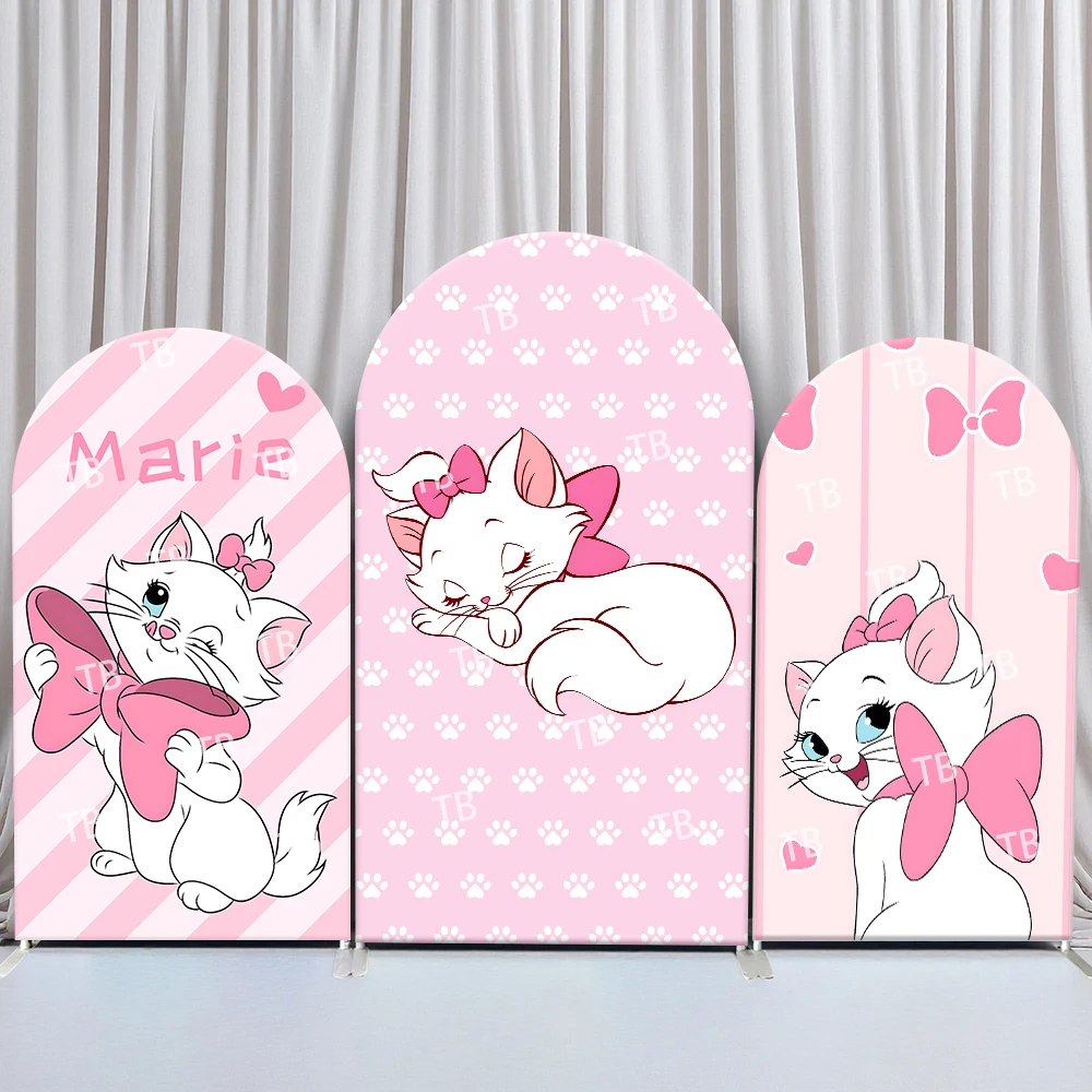 

TB Pink Kitty Marie Arch Backdrop Cover Girls Birthday Party Baby Shower Fabric Photography Background Decoration Wall Supplies