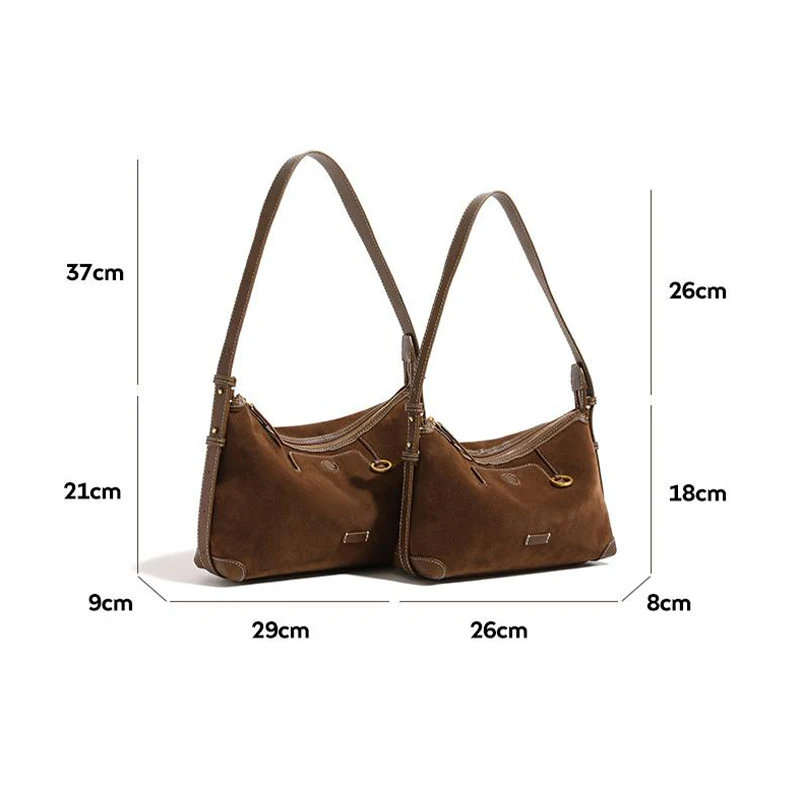 Designer Style Hobo Bag Women\'s Suede Underarm Bag Commuter Dumpling Bag Shoulder Messenger Bag Versatile Clutch Bag