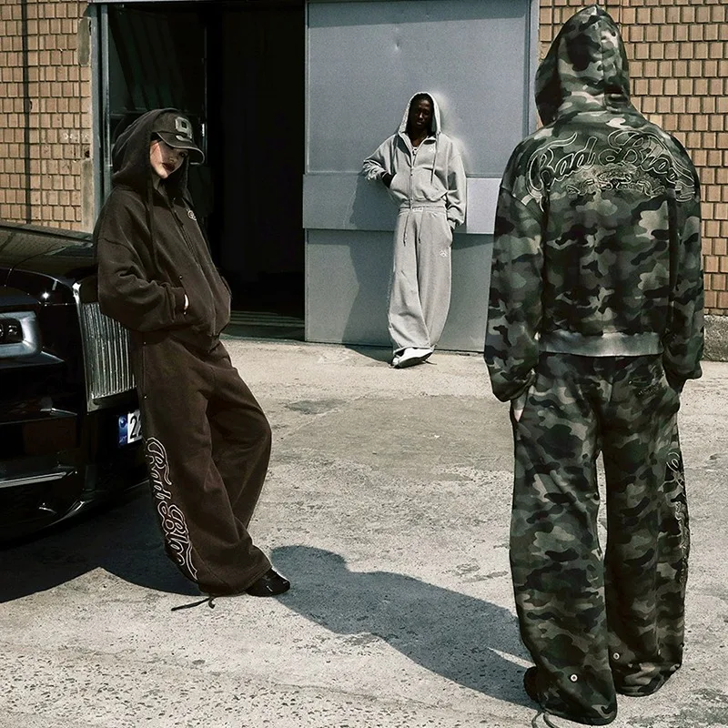 بنطلون نسائي فضفاض بتصميم أمريكي عتيق، سروال رياضي واسع الساق بخصر طبيعي وتصميم فريد