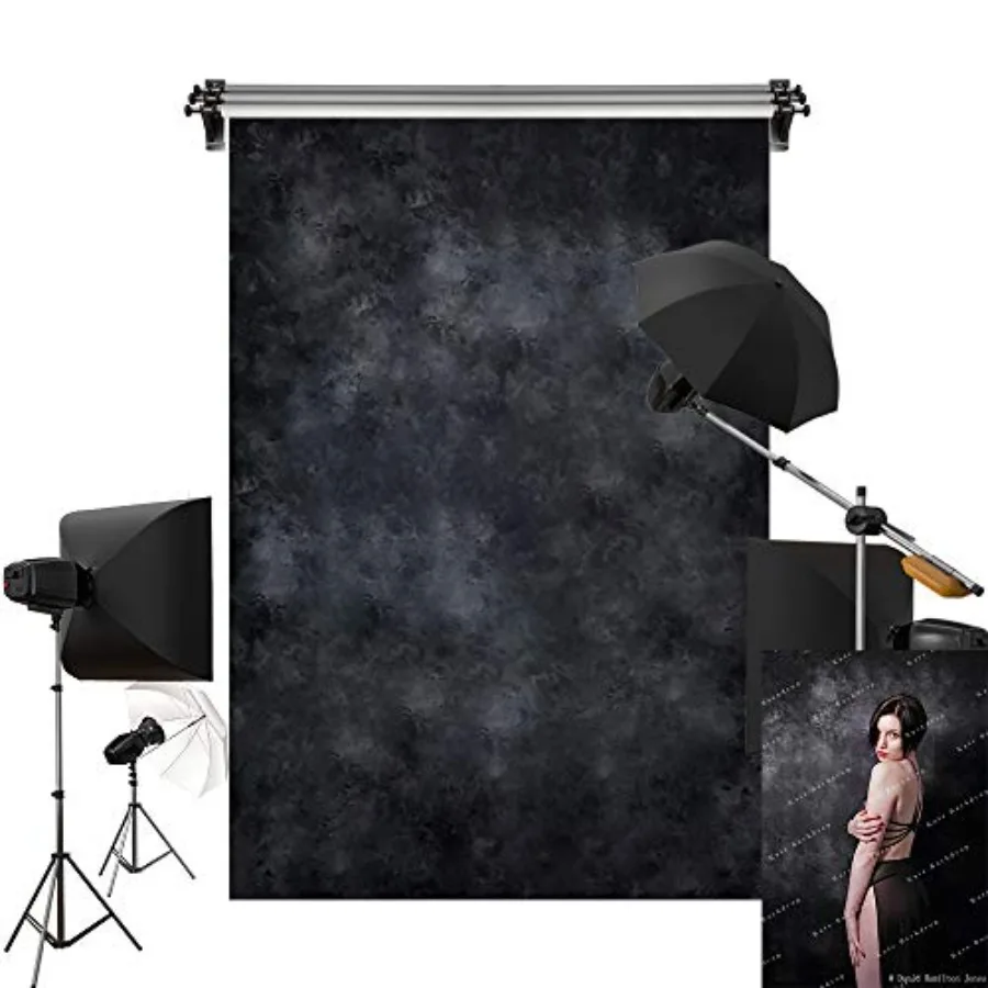 

6.5x10ft/2m W x3m(H) Black Photo Backdrop Dark Textured Backgrounds Portrait Photography Studio Prop