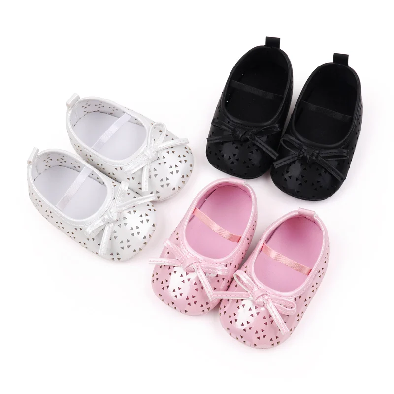 

Baby Girl Shoes Beautiful Infant Sneaker Anti-slip Sole Hollow Special Style 2024 New Design 0-9-18 Months Cute Bowknot BHX3186