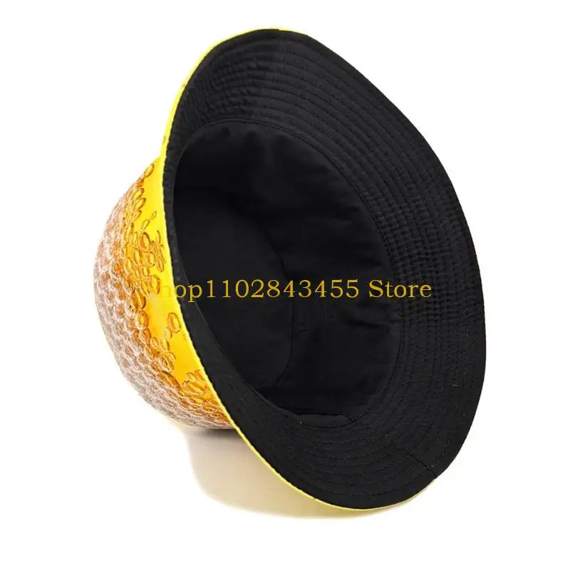 49MC Yellow Beer Bubble Bucket Hat Sunproof Fisherman Cap For Music Festival Beach Parties Easy To Carry And Store Travel Hat