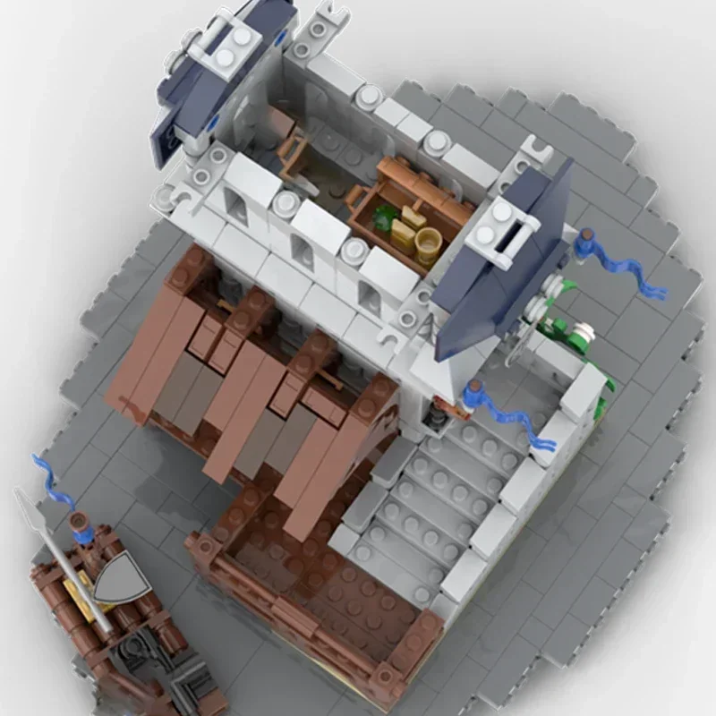 ปราสาทยุคกลางรุ่น Moc อาคารอิฐสีดํา Falcon Lake Outpost เทคโนโลยีบล็อกของขวัญของเล่นคริสต์มาส DIY ชุดประกอบ