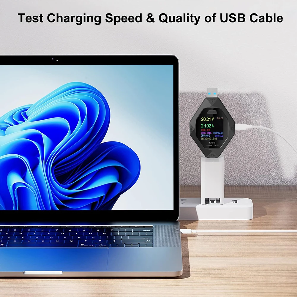 جهاز اختبار الشحن السريع USB متعدد الوظائف، شاشة LED، الجهد الحالي، قدرة الطاقة، المقاومة، المراقبة في الوقت الحقيقي مع الحماية #5