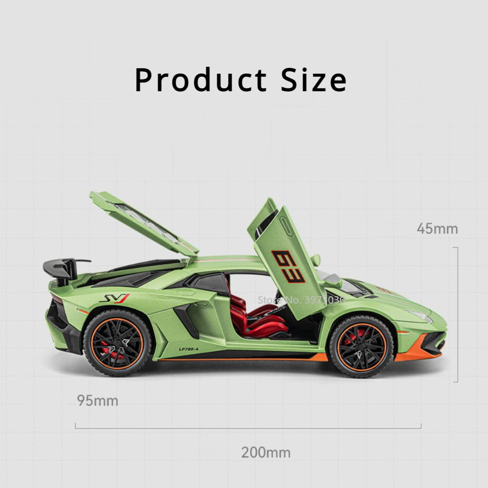 1:22 Lambor LP780 V12 GT modèles de voitures de sport jouets en alliage avec son lumière retirer modèle véhicules miniatures pour enfants cadeaux
