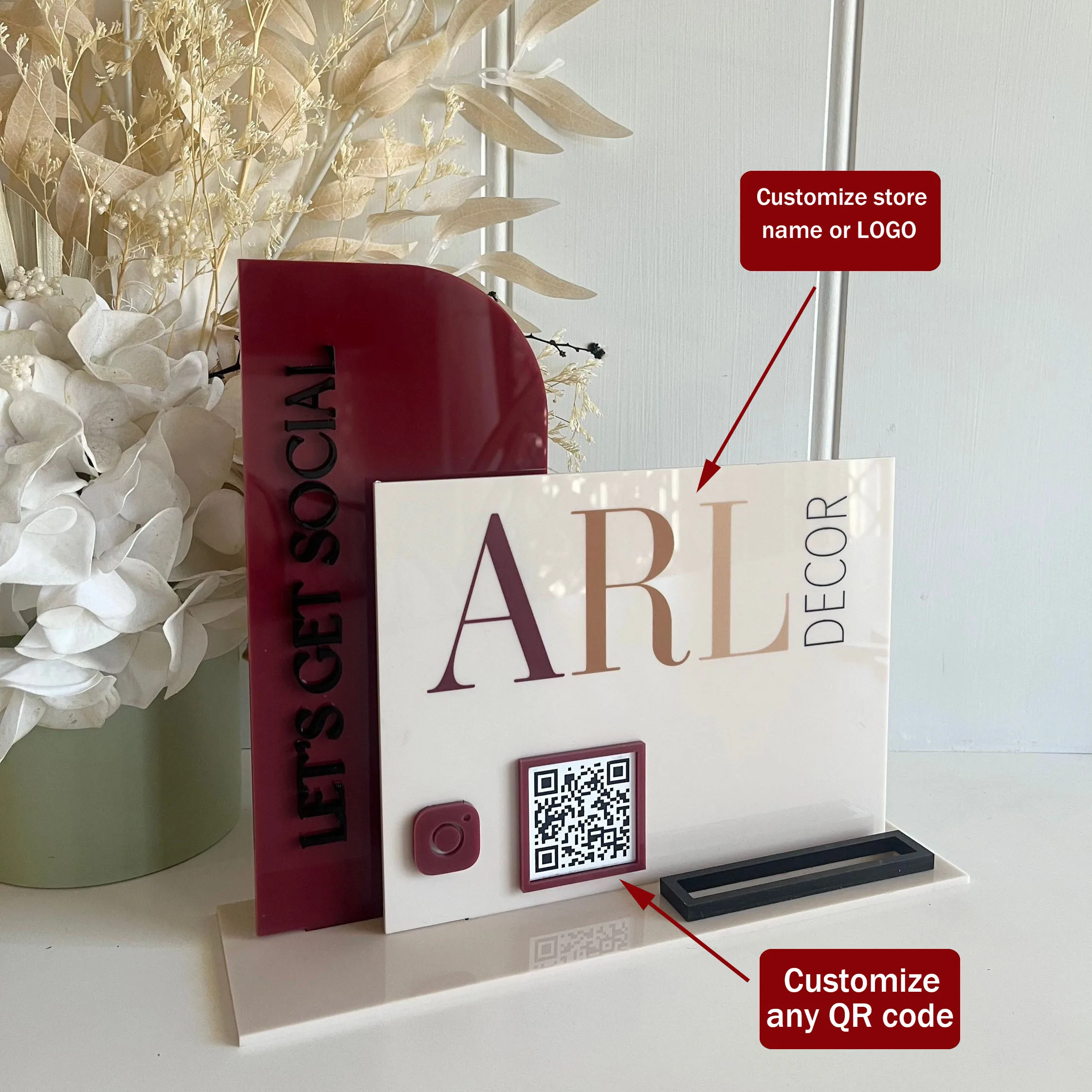 علامة رمز QR متعددة مخصصة تحمل شعارًا مخصصًا، حامل أكريليك للشركات الصغيرة، قائمة الدفع، متابعة الاستقبال في الفندق #4