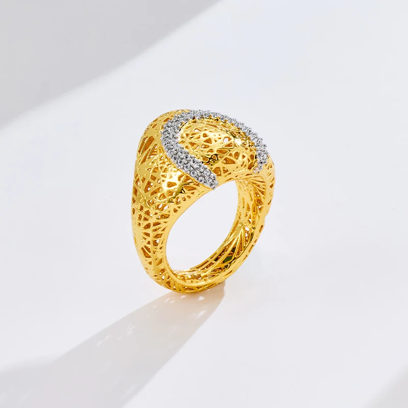IVOG Brilliant Zircon U-shape Design Ring For Women Hollow Out Luxury Ring Fashion Jewelry Flagship Store