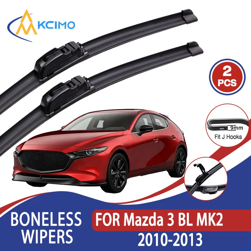 

For Mazda 3 BL MK2 2010-2013 Car Wiper U-type Soft Rubber Boneless Wiper HD Quiet Durable Automotive Wiper 24"+19"
