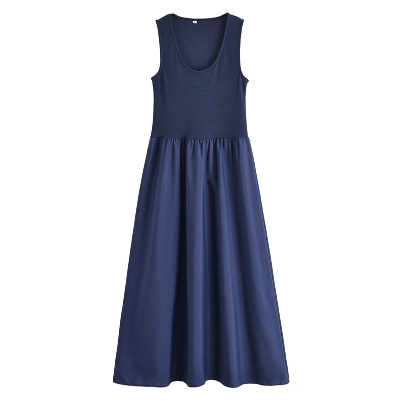 YENKYE ผู้หญิงเซ็กซี่ O คอ Patchwork ชุดยาวลําลอง A-Line ฤดูร้อน Maxi Vestidos 2025 หญิงชุด