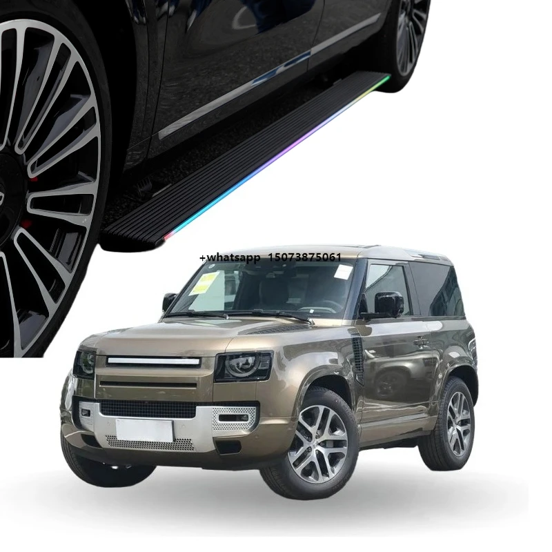 Aluminum Alloy Running Boards with LED Lights for Defender 90 2023 Electric Side Steps
