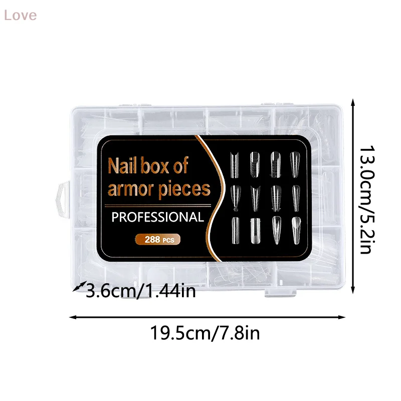 288개/박스 아크릴 네일 아트 팁 네일 폼 UV 젤 빠른 연장 탑 몰드 듀얼 폼 네일 액세서리 도구