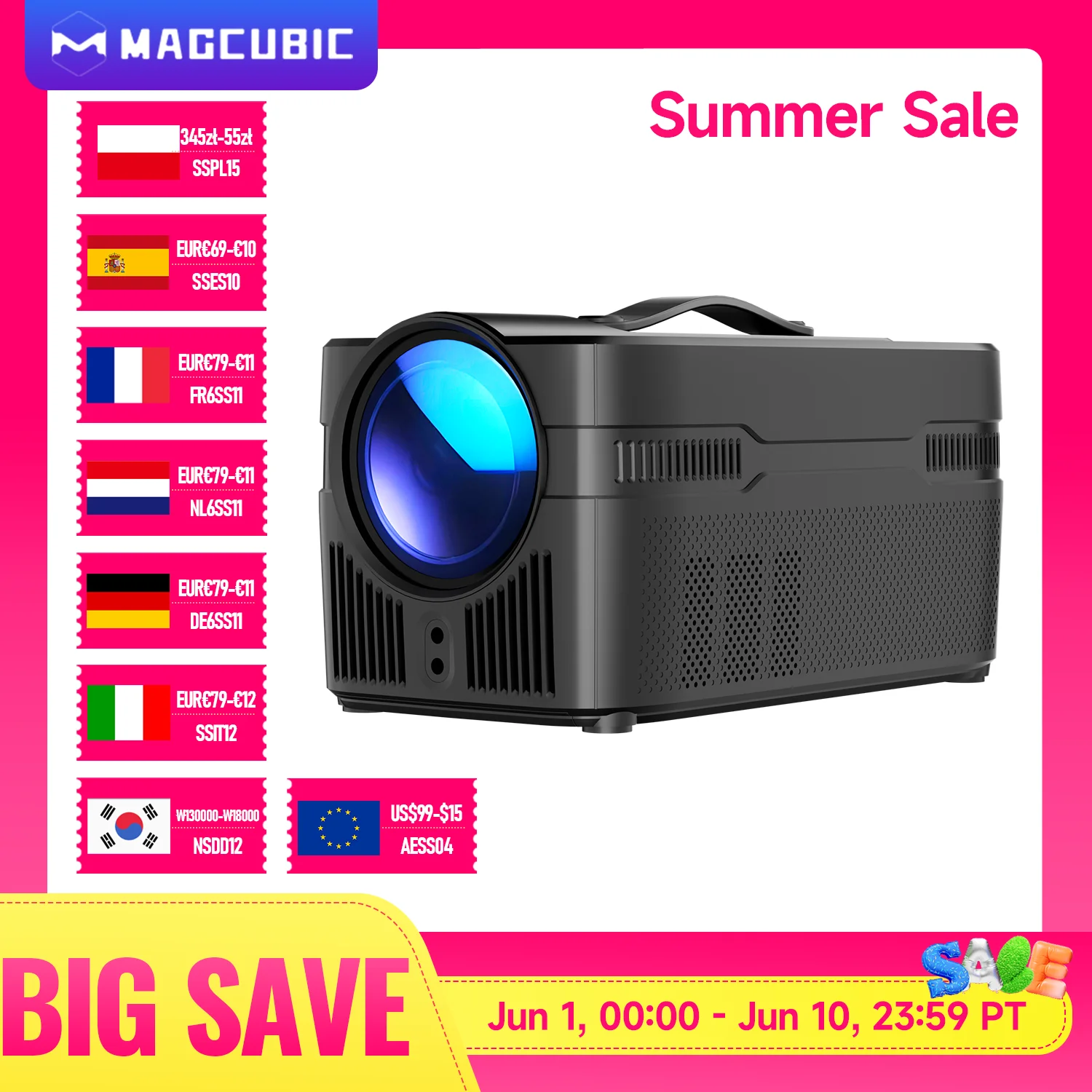 Projecteur Magcubic 900ANSI HY450C 8K 4K Natif 1080P Ultra Courte Portée Allwinner H726 Auto Offset BT5.4 WIFI6 Assistant Vocal