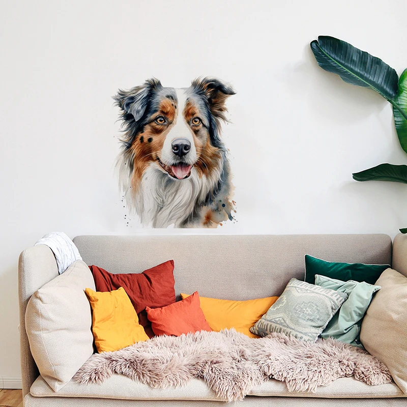 T785#Australian Shepherd Dog Wall Sticker Kids Room Background Home Decoration Mural Living Room Wallpaper Funny Decal