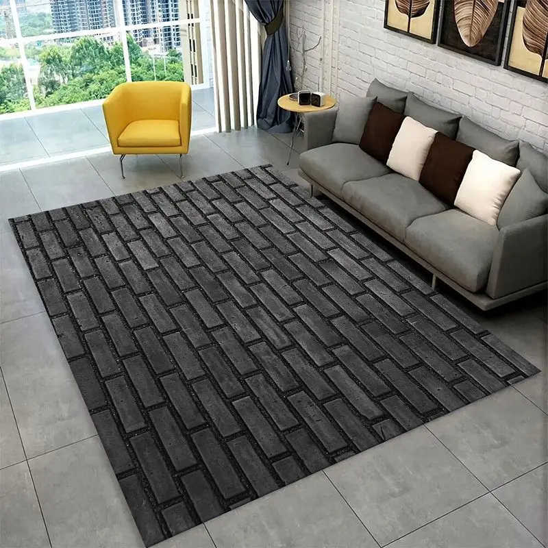 Retro Brick Art Stone Large Area Rug Non-slip Durable Carpet for Bedroom Living Room Sofa Doormat Home Decor Floor Mat Gift