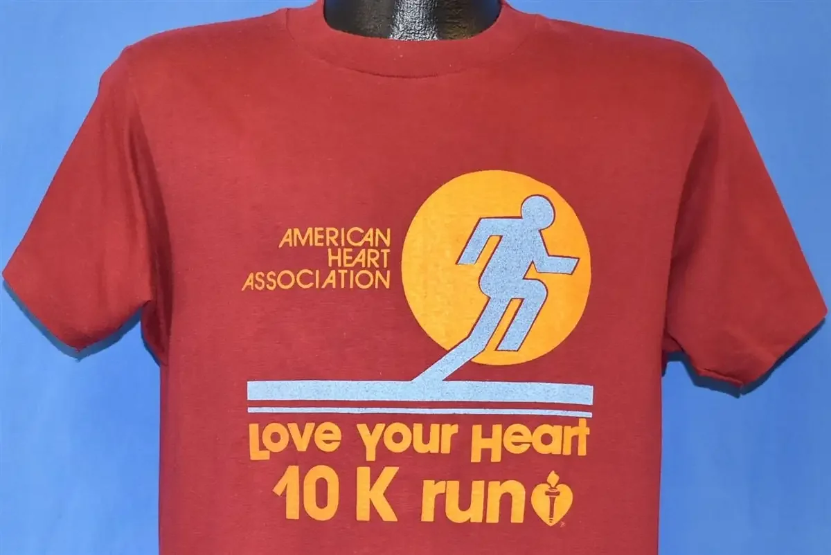 80s American Heart Association 10K Run Sunset Love Logo Race T Shirt Medium