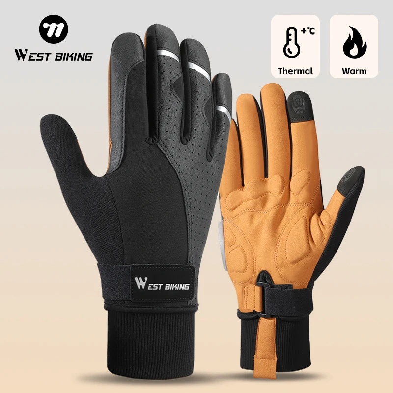 WEST BIKING Lokaler Versand Winter Warme Fahrradhandschuhe Outdoor Ski MTB Bike Motorradhandschuhe Verdickt Verlängert Herren Damen Thermische Sportausrüstung