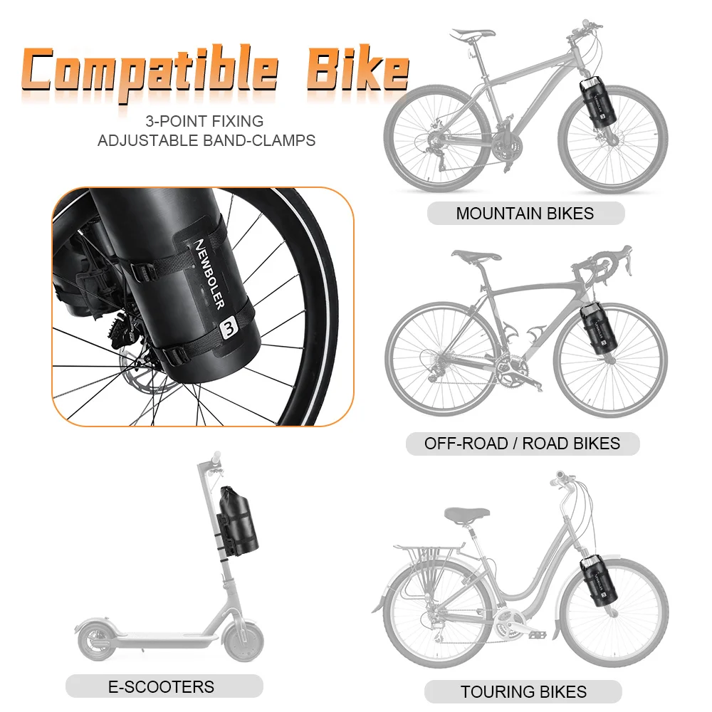 Newboler-防水自転車フォークバッグ,ポータブル,自転車用3lおよび7l