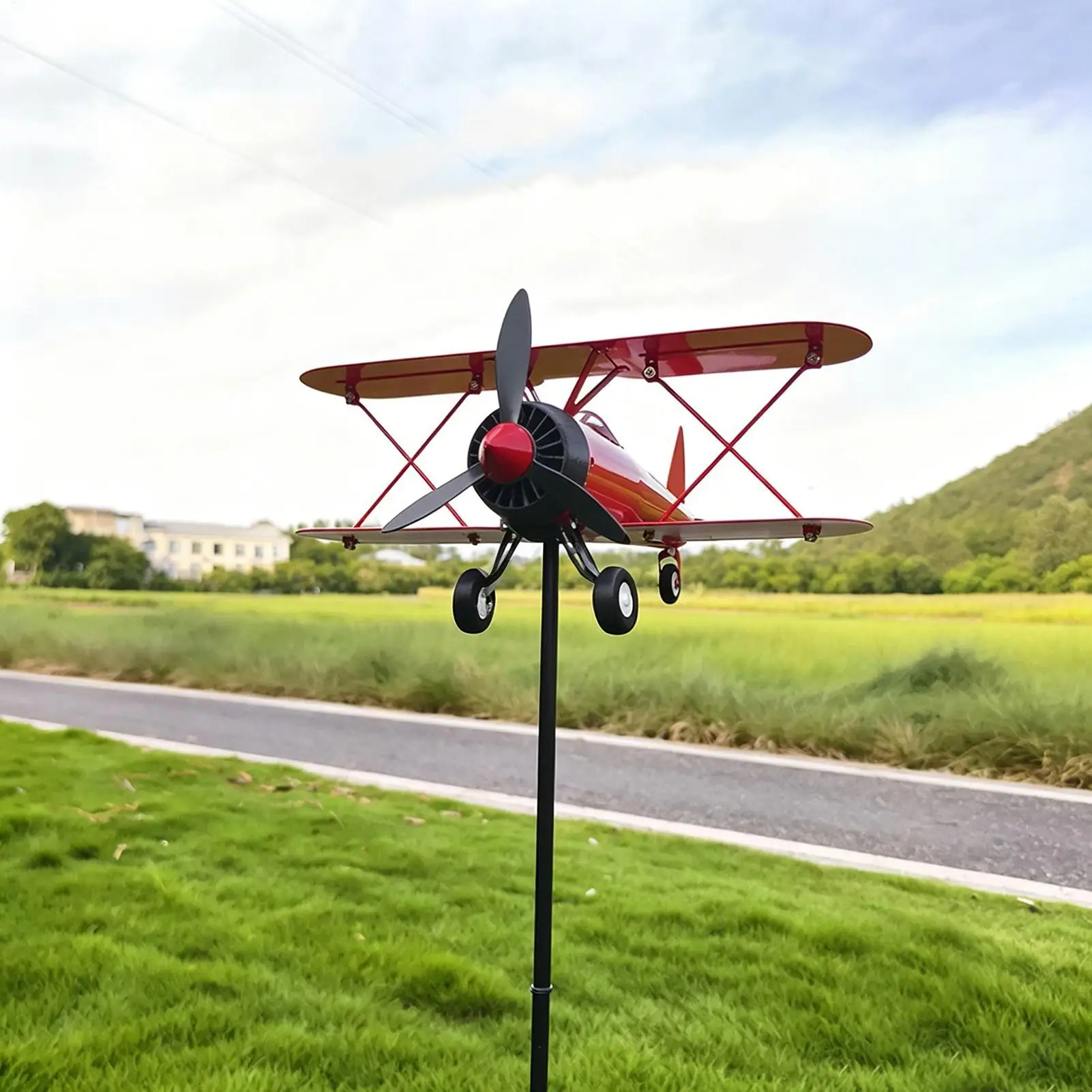 Airplane Weathervane Metal Windmill Wind Measuring Tool Airplane Wind Spinner for Lawn Courtyard Outdoor Patio Deck Backyard - view 4