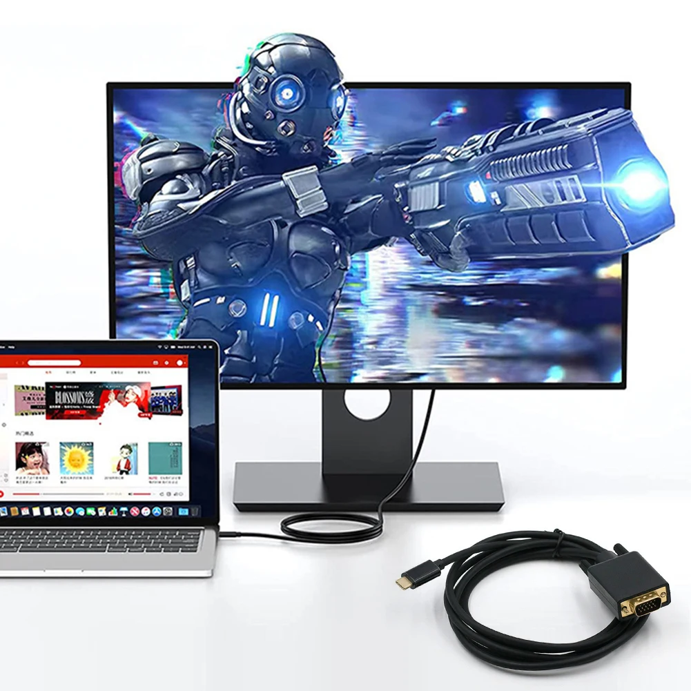 

1.8M/6FT USB Type-C To VGA Adapter Cable 10Gbps USB3.1 Type-C To VGA Adapter Cable USB-C Cable Converter for PC Computer Monitor