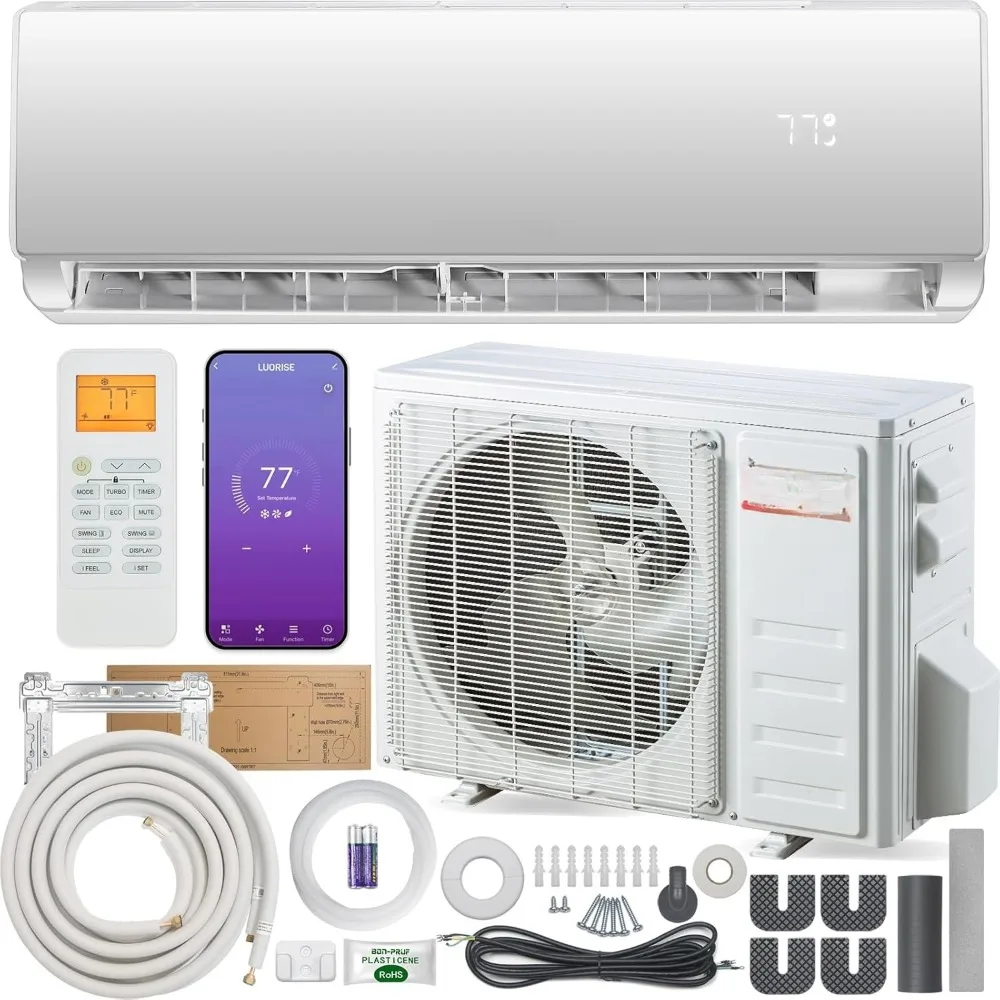 

WiFi Mini Split Air Conditioner 12000 BTU/Heating System 19 SEER2 Energy Efficient Inverter Ductless up to 550 Sq Ft Cooling
