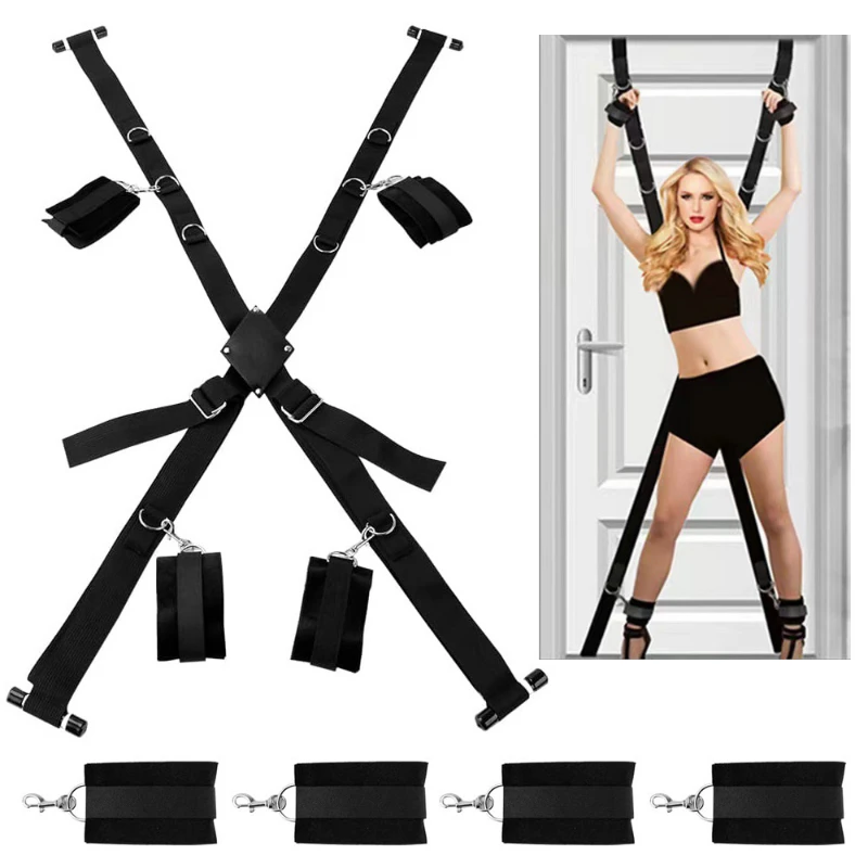 SM Sex Swing ของเล่นประตู,Cross สไตล์มือและสายรัดเท้าปรับ Restraint เข็มขัดประตูล็อค Swing