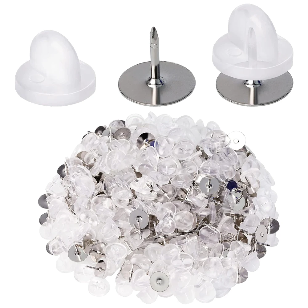 100 قطعة بولي كلوريد الفينيل المطاط دبوس ظهورهم Heliltd فراشة مخلب التعادل المسامير فارغة DIY بها بنفسك موحدة شارات حامل المشبك التلبيب دبوس المينا دبابيس