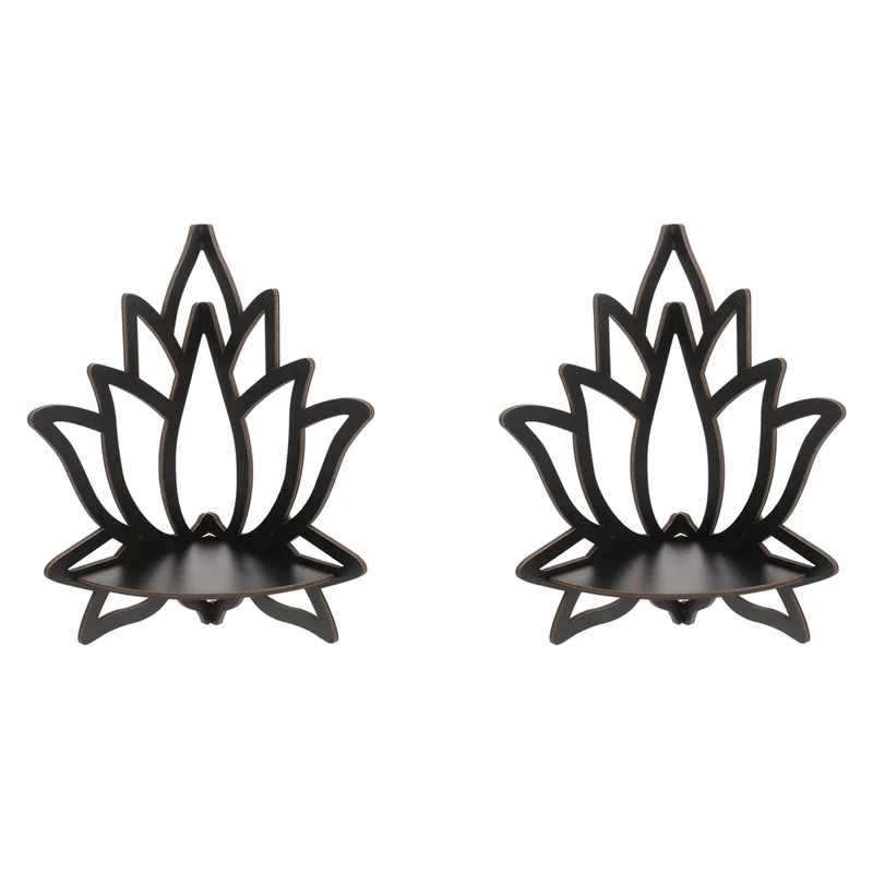 A50I 2X Lotus Corner Shelf Wooden Wall Mount Floating Shelf Decorative Flower Plant Display Shelf For Bedroom Book Room Decor