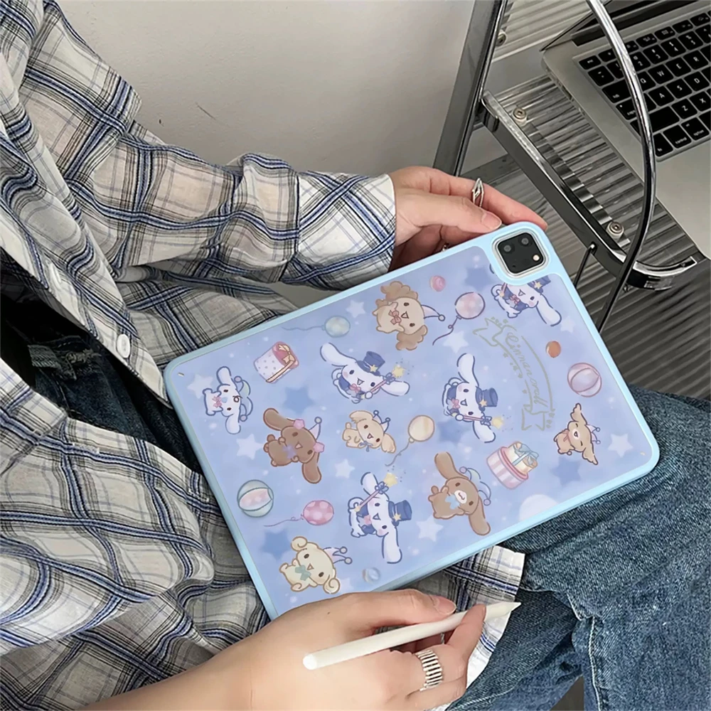 حافظة كمبيوتر لوحي كرتونية لطيفة لهاتف ابل ايباد برو 2024 11 بوصة 2025 Air 5/4 10.9 10th 11th 9.7 10.2/10.5 mini 6 7 غطاء أكريليك