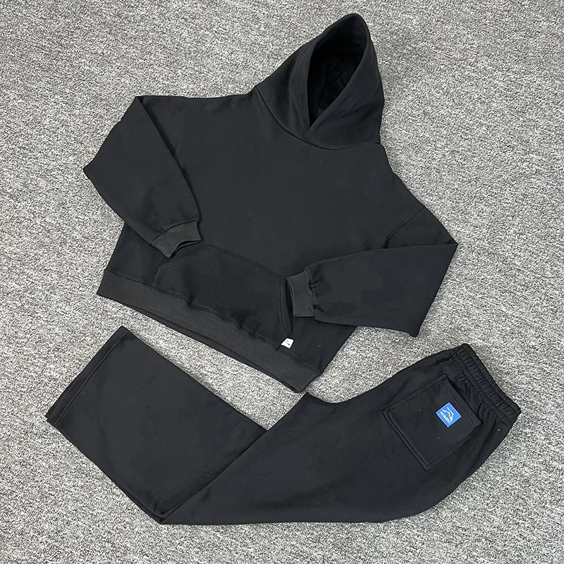 

Толстовки и спортивные штаны Akimbo, однотонные, с вышитыми буквами, унисекс, для пар, черные, длинные брюки, одежда